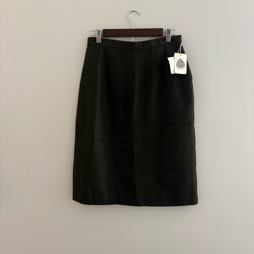 NWT Vintage Lord & Taylor Army Green Wool Pencil Skirt 13-14 cottage earthy